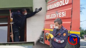 Balkondaki ağa takılan güvercin itfaiye tarafından kurtarıldı Safranbolu’da bir apartmanın