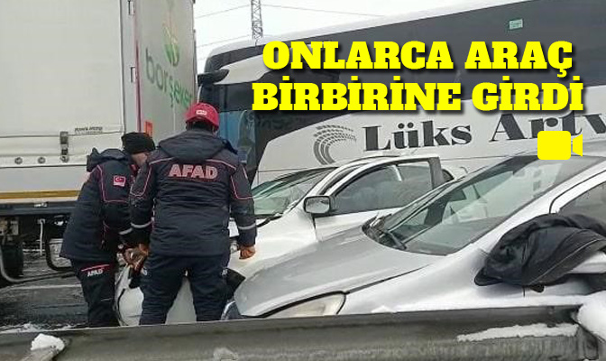 Tem otoyolu Bolu geçişinde çok sayıda araç bir birine girdi.
