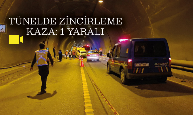 Karabük-Yenice karayolundaki tünelde üç araçlı zincirleme trafik kazası meydana gelirken,