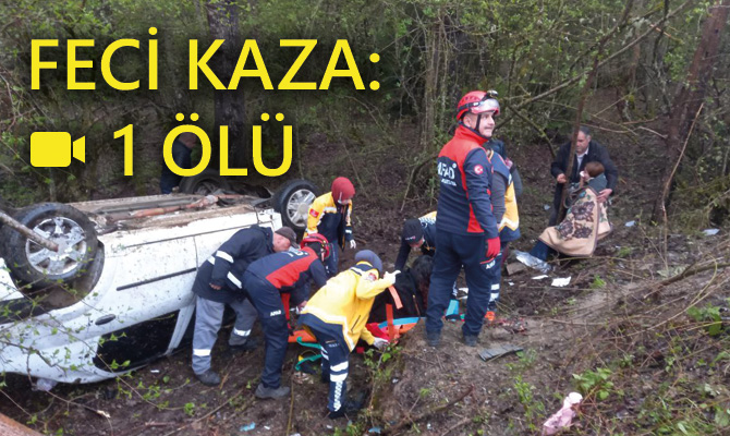 Karabük’ün Eflani ilçesinde sürücüsünün kontrolünü kaybettiği otomobilin şarampole yuvarlanması sonucu