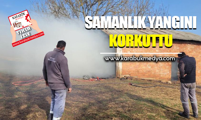 Karabük’ün Eflani ilçesinde samanlıkta çıkan yangın itfaiye ekiplerinin müdahalesi ile