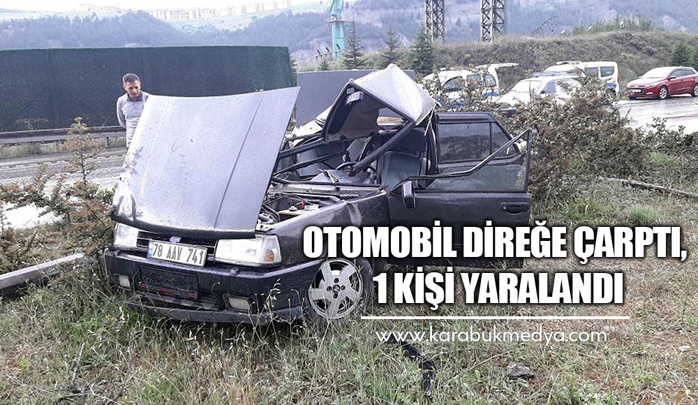 Karabük'te sürücüsünün kontrolünden çıkan otomobilin aydınlatma direğine çarpması sonucu meydana