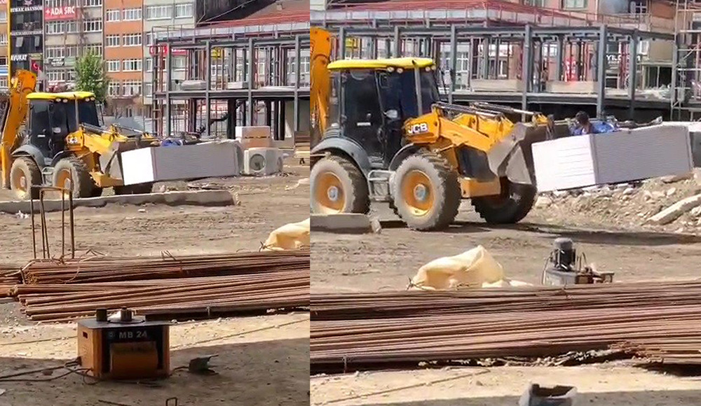 Karabük’te millet bahçesi yapımının devam ettiği şantiye alanında bir kişinin