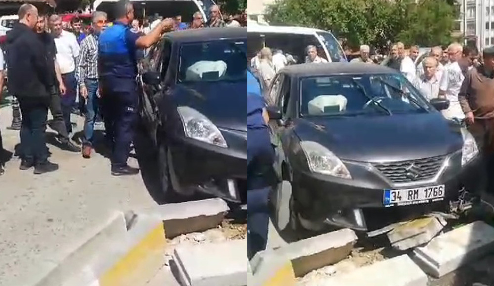 Karabük’te bir otomobil refüje çarptı.