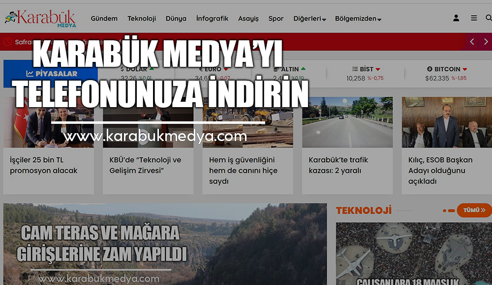 Karabük Medya’nın web sitesini telefonunuza indirerek haberlerden anında haberiniz oldu.