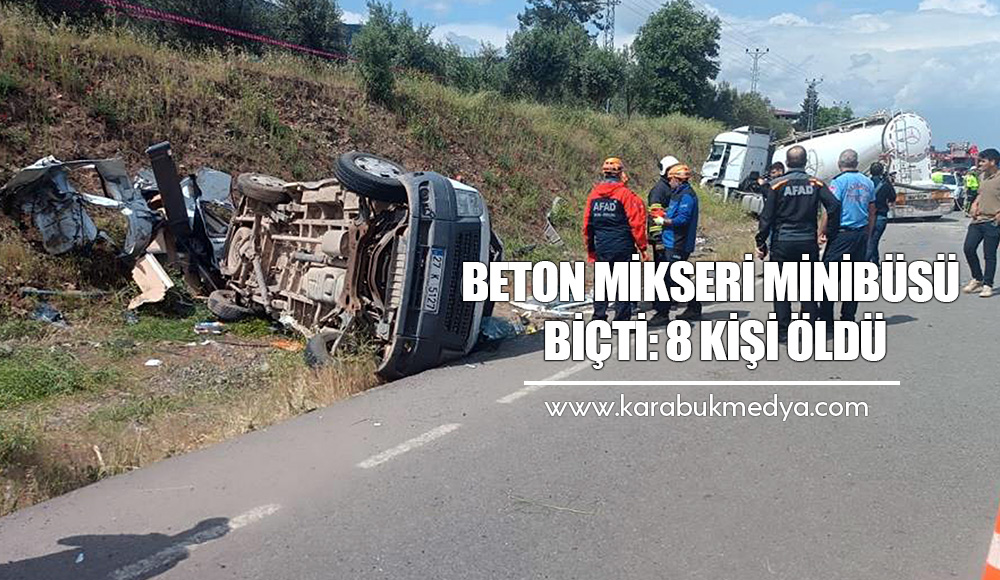 Beton tankeri karşı şeride geçerek yolcu minibüsünü biçti. Kazada 8
