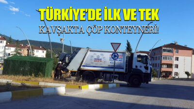 100. Yıl Mahallesi'nde kavşak içerisine konulan çöp konteyneri trafik kazasına